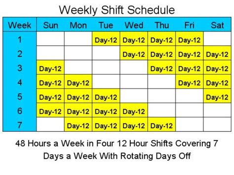 12 hour shift schedule