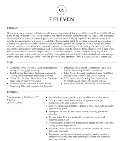 7-Eleven resume tips