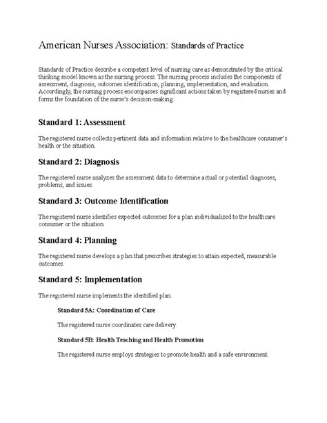 ANA Standards Of Practice