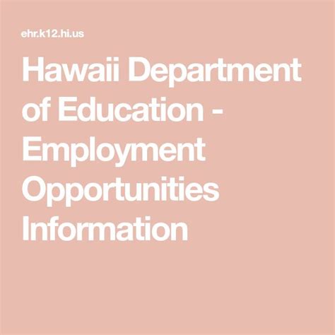 Careers With The Hawaii Department Of Education