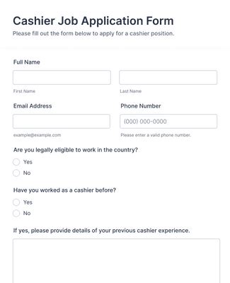Cashier Job Application