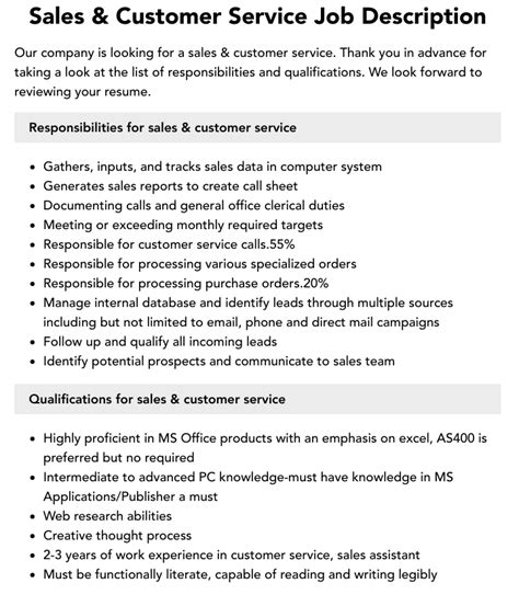 Customer Service Job Responsibilities