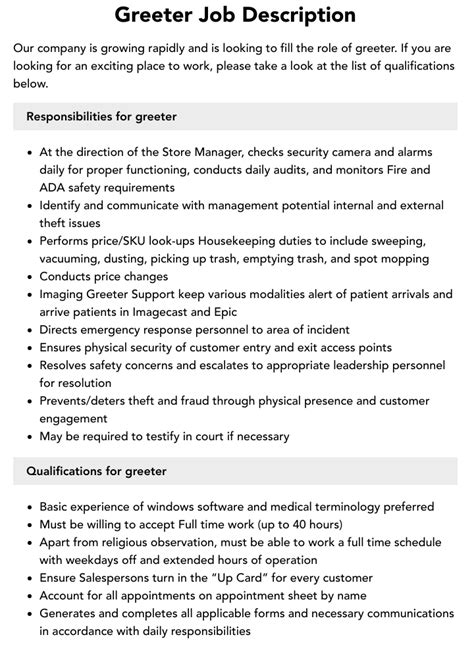 Greeter Jobs Search