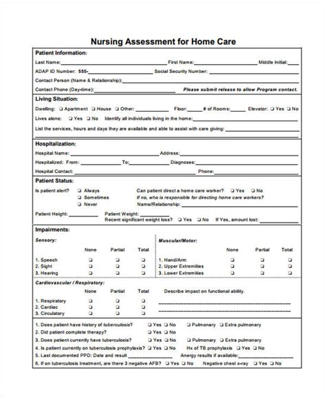 Home Health Care RN Assessment
