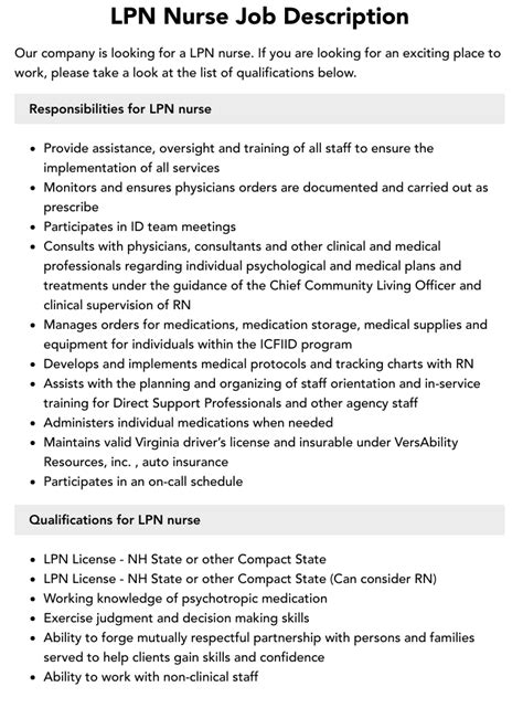 LPN Job Responsibilities