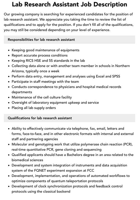 Laboratory Research Assistant