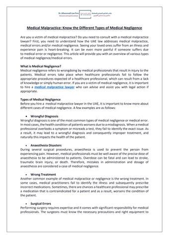 Medical Malpractice Consultant
