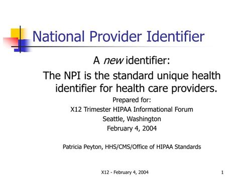 National Provider Identifier Number