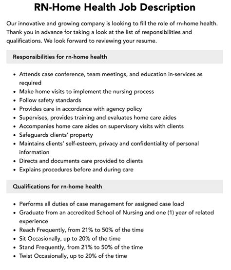 RN Home Health Jobs Requirements