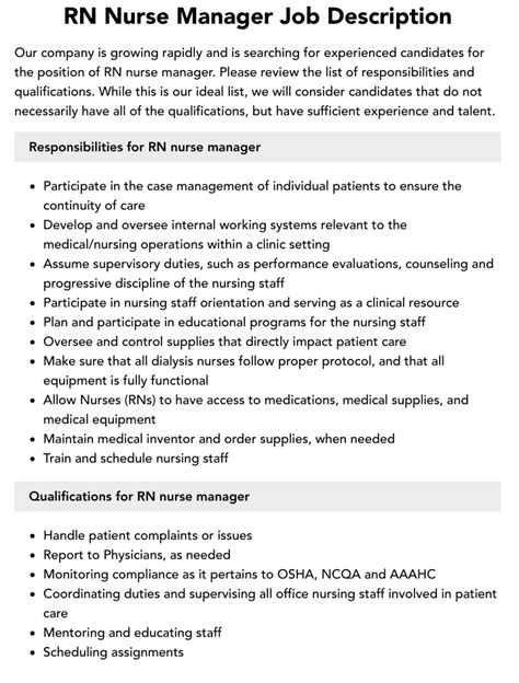 RN Manager Job Search