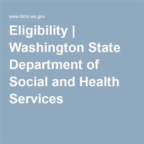 Washington State Department Of Social And Health Services Eligibility