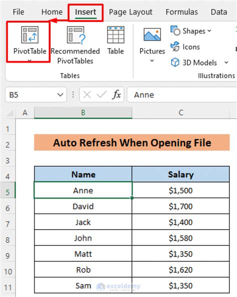 Auto Refresh Pivot Table Intervals