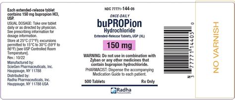 Bupropion XL 150 smoking cessation