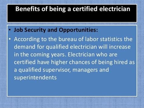 Certified Electrician Benefits