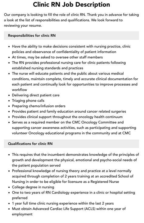Clinic RN Job Listings