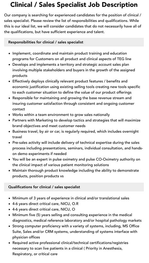 Clinical Sales Specialist