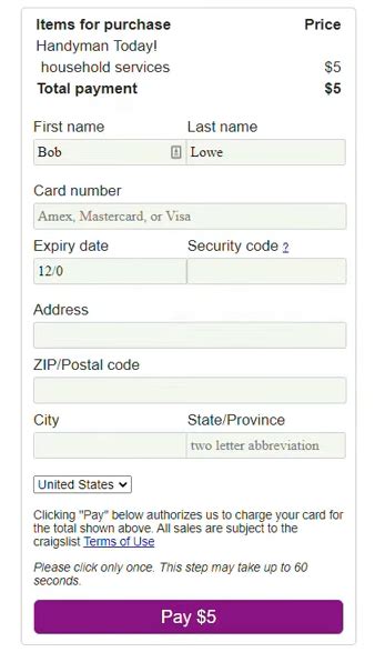 craigslist payment
