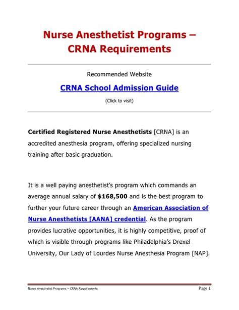 Admission requirements for CRNA programs in California