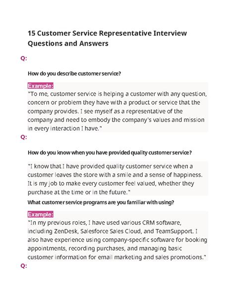 Customer Service Representative Interview Questions
