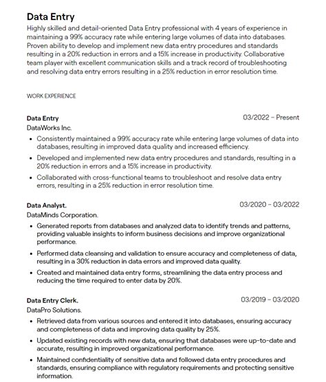 Data Entry Resume