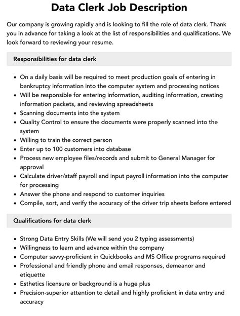 Data Processing Clerk Jobs