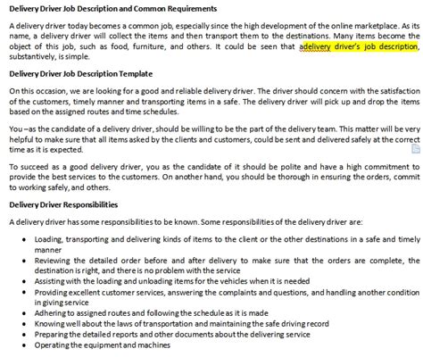 Delivery Driver Requirements
