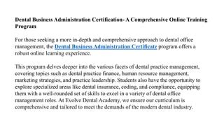 Dental office manager certification logo
