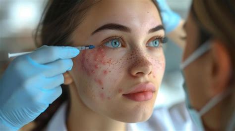 Dermatologist treating a patient