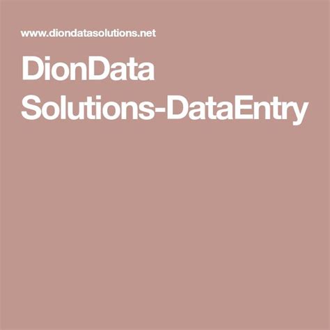 DionData Solutions Data Entry