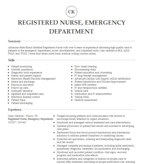 Emergency department registered nurse