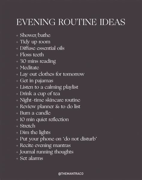 Evening Routine Ideas
