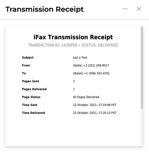Fax Confirmation