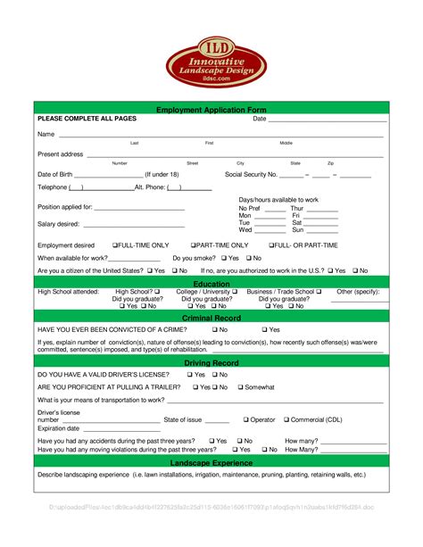 Gardening job application