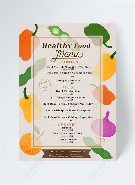 Healthy menu options
