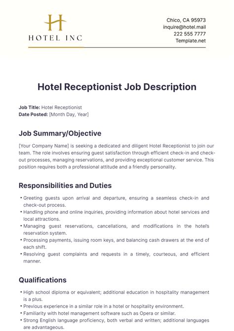 Hotel receptionist jobs
