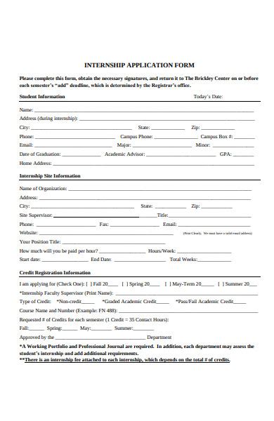 Internship application