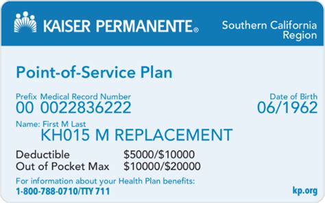 Kaiser Permanente Health Insurance Card