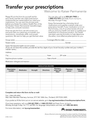 Kaiser Permanente Pharmacy San Francisco Transfer Prescription