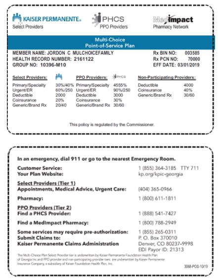 Kaiser Permanente Policy Number