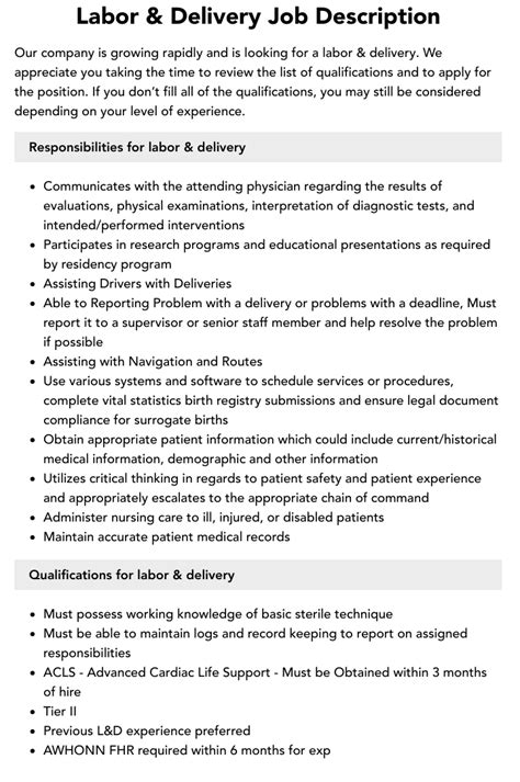 Labor and Delivery Jobs