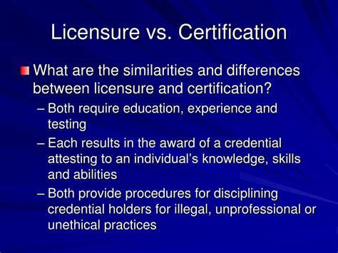 Licensure Certification