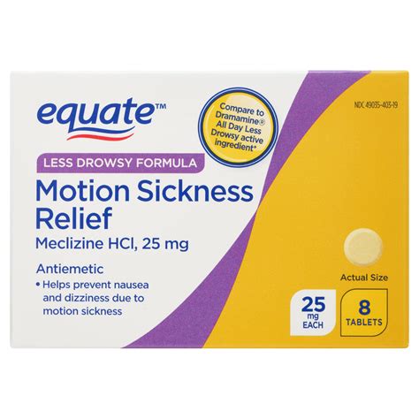 Meclizine motion sickness relief