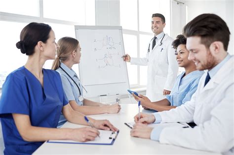 Medical educator teaching a class