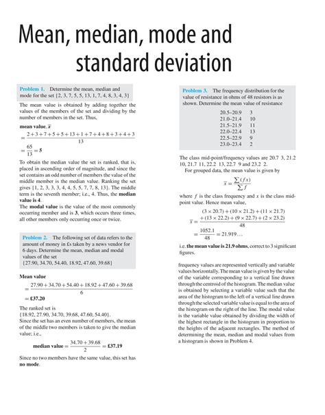 Mode and Standard Deviation