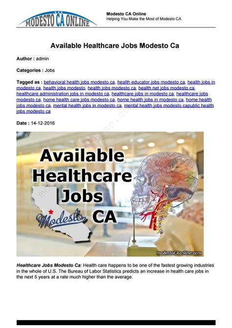 Modesto CA Healthcare Jobs