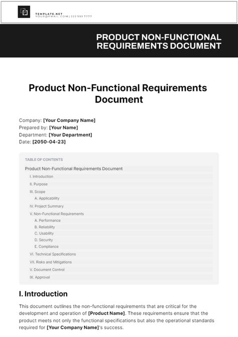 Nonfunctional Requirements Template
