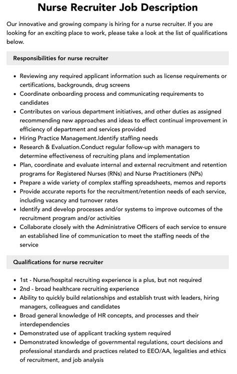 Nurse recruiter jobs