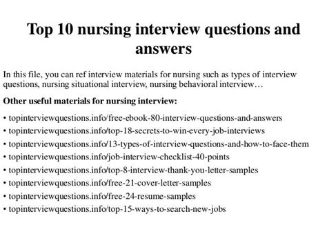 Nursing Interview Questions