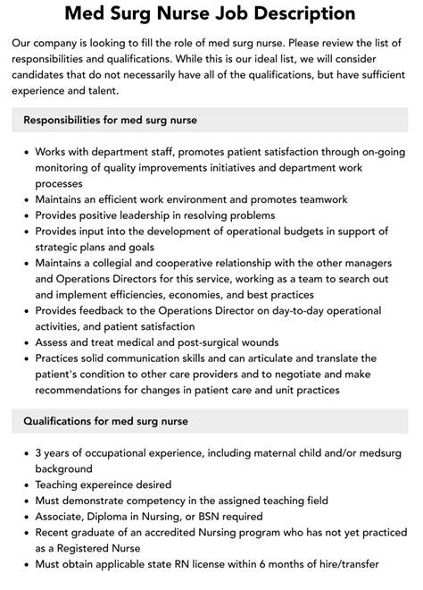 Nursing Job Criteria
