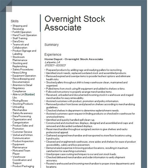 Overnight Stockroom Associate